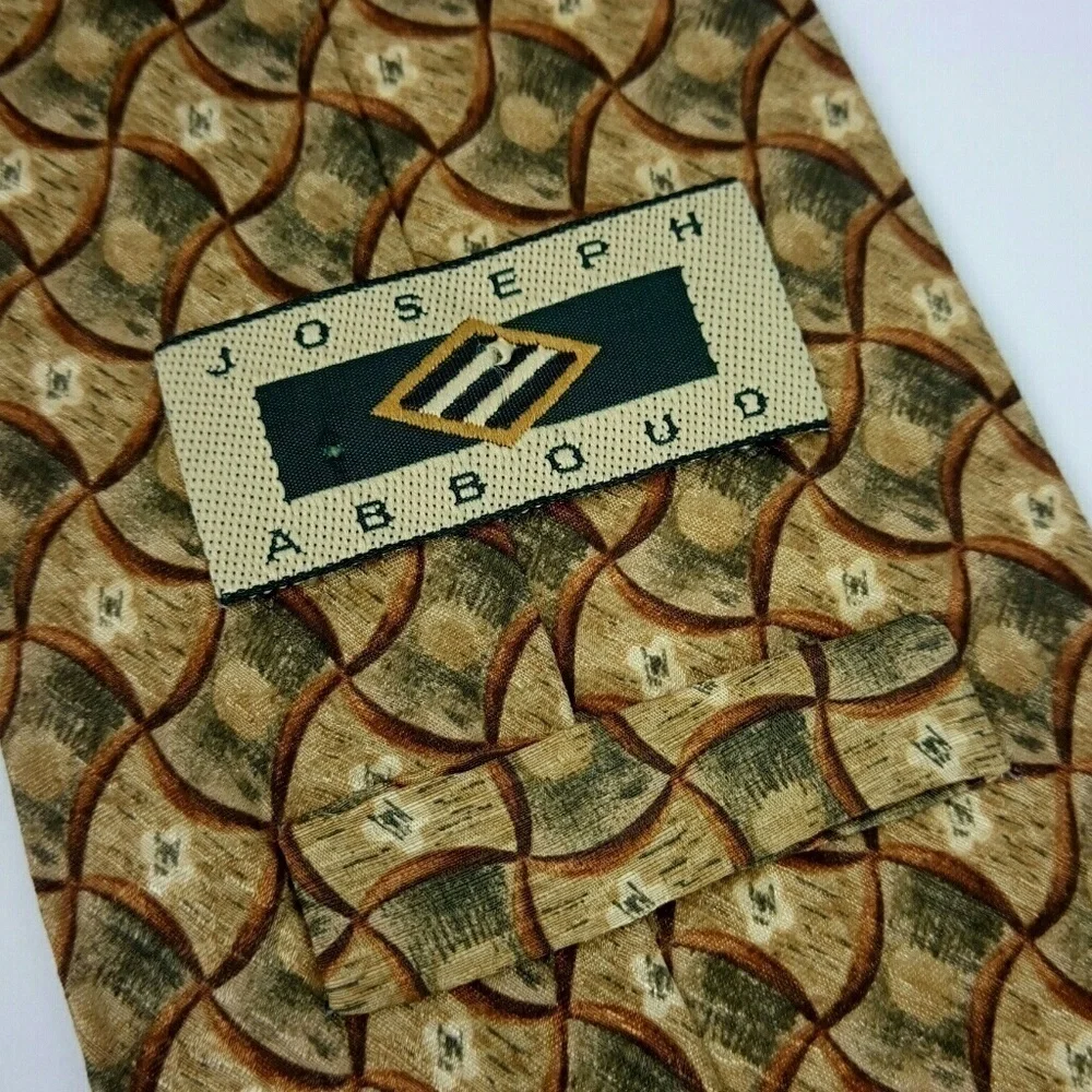 Joseph Abboud Golden Brown Green Silk Tie